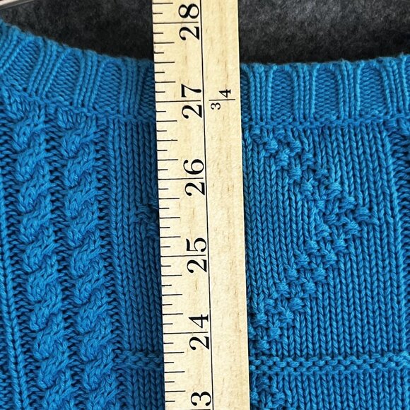 VTG Hunt Club Mens Large Sweater Blue Grandpa Core Cable Knit Pullover Japan 90s - Picture 7 of 11